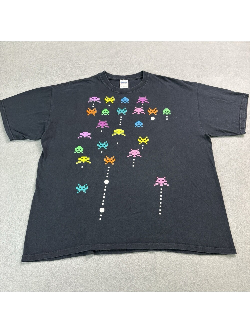 Y2K Space Invaders Video Game T Shirt Size XL Black